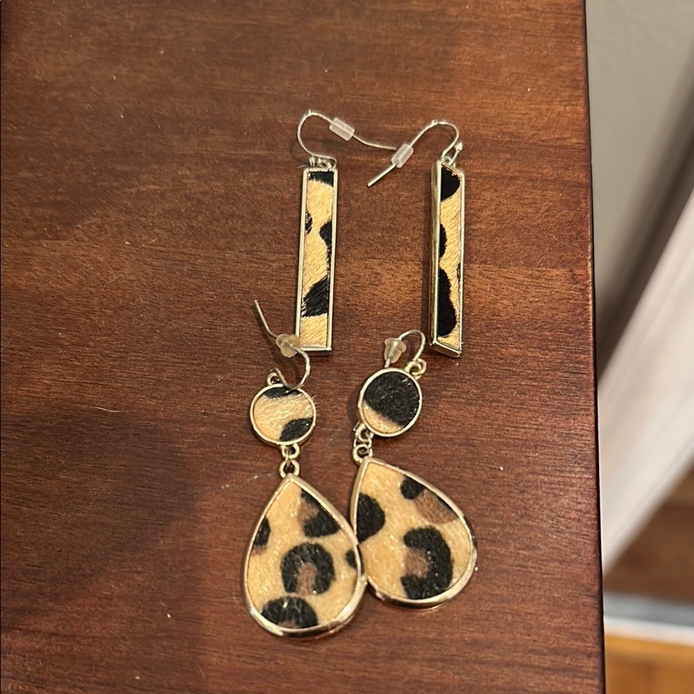 Leopard Print Gold Earrings